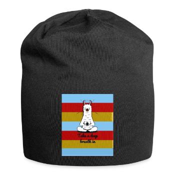 Meditating Lama - Jersey-Beanie - Schwarz - Vorne