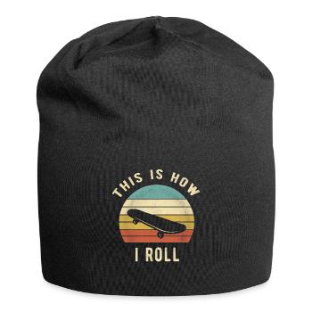 Retro-Skateboard-Liebhaber-Geschenk So rolle ich - Jersey-Beanie - Schwarz - Vorne