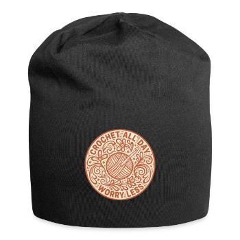 Häkel den ganzen Tag Sorgen, weniger lustig Häkelliebhaber - Jersey-Beanie - Schwarz - Vorne
