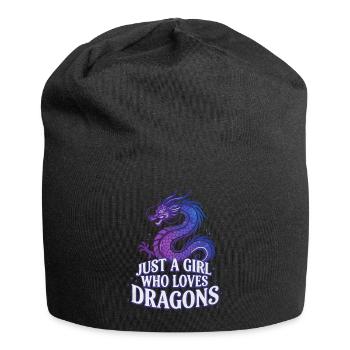 Drachenliebe: Girl liebt Drachen - Jersey-Beanie - Schwarz - Vorne