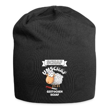 Schaf Unschaf Gestochen Schaf Wortspiel - Jersey-Beanie - Schwarz - Vorne