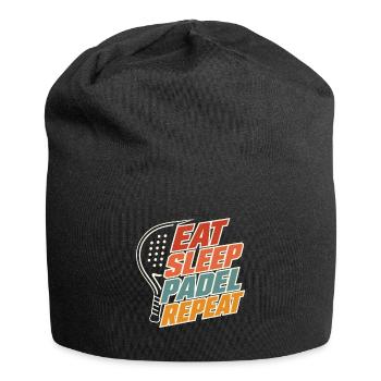 Essen, schlafen, Padel wiederholen, lustige Padelspieler-Sportarten - Jersey-Beanie - Schwarz - Vorne