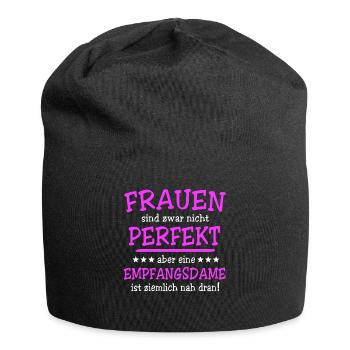 Empfangsdame Sprüche - Jersey-Beanie - Schwarz - Vorne