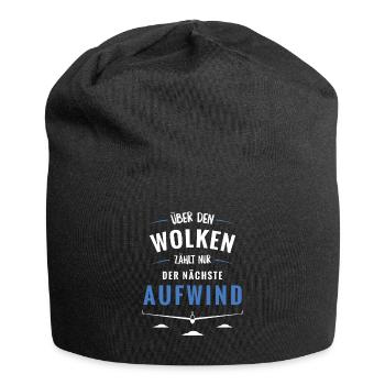 Über den Wolken zählt Aufwind - Jersey-Beanie - Schwarz - Vorne