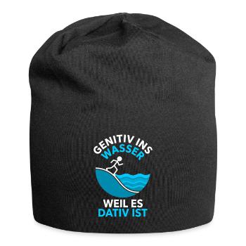 Genitive into the water because it's dative grammar - Jersey Beanie - black - Front
