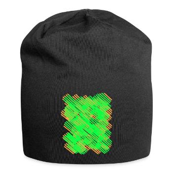 Neon Green-Orange Line Pattern - Jersey Beanie - black - Front