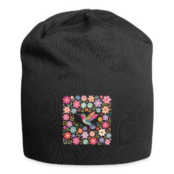 Hummingbird Flowers Bird Watcher - Jersey Beanie - black - Front