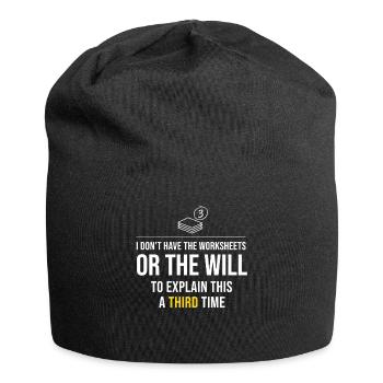 Third Time's The Charm: No Worksheets - Jersey Beanie - black - Front