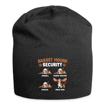 Basset Hound Security - Funny Dog Mom Dog Dad - Jersey Beanie - black - Front