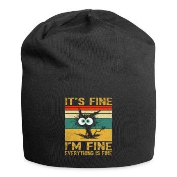 It's Fine I'm Fine Everything Is Fine Cat - Jersey Beanie - black - Front