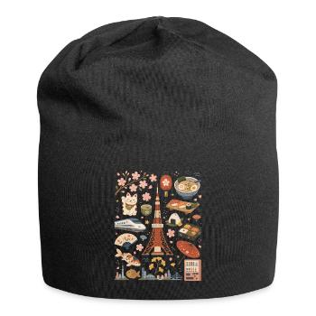 Tokyo | Sakura, Ramen & Big City - Jersey Beanie - black - Front