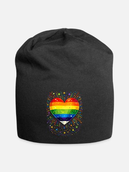 Regenbogen Herz für Pride, Liebe & Vielfalt - Jersey-Beanie - Schwarz