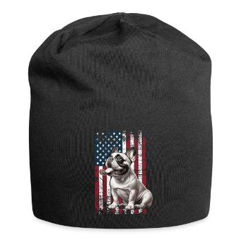 French Bulldog US Französische Bulldogge - Jersey Beanie - black - Front