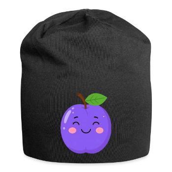 Blue-Purple Kawaii Plum – Sweet Fruit Design - Jersey Beanie - black - Front