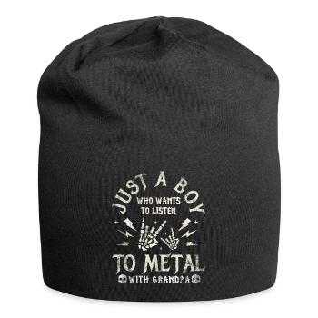 Metal Baby Boy With Grandpa Rock Baby - Jersey Beanie - black - Front