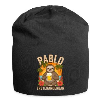 Pablo Ersteranderbar Faultier Bier Fun Motiv - Jersey-Beanie - Schwarz - Vorne