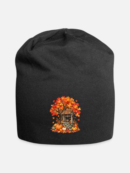 Der Herbst ist mein Lieblingswunschbrunnen - Jersey-Beanie - Schwarz