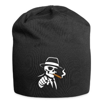 Skelettrauchende Zigarre - Jersey-Beanie - Schwarz - Vorne
