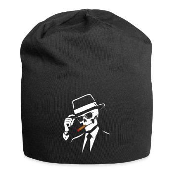 Noir-Skelett mit Fedora und Zigarre - Jersey-Beanie - Schwarz - Vorne