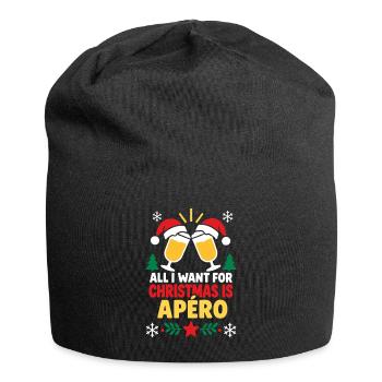 Weihnachts-Aperitif: festliche Trinksprüche - Jersey-Beanie - Schwarz - Vorne