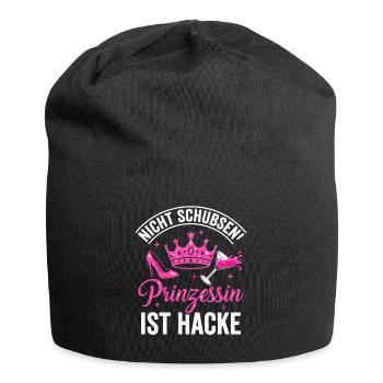 Prinzessin – Pinke Glitzer Krone mit High Heel - Jersey-Beanie - Schwarz - Vorne