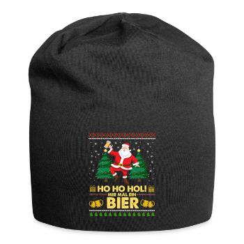 Tanzender Weihnachtsmann – Ho Ho Hol! Ein Bier - Jersey-Beanie - Schwarz - Vorne