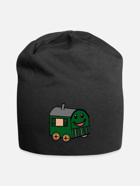 Happy Bauwagen Hütte Haus Garten Haus Natur - Jersey-Beanie - Schwarz