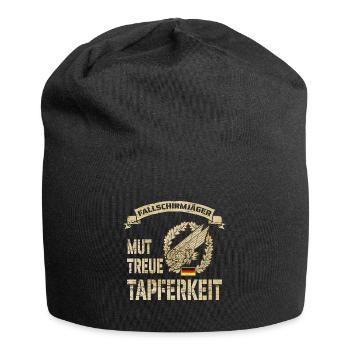 Mut Treue Tapferkeit - Fallschirmjäger Geschenk - Jersey-Beanie - Schwarz - Vorne