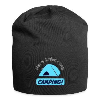 Neue Erfahrung - Camping! - Jersey-Beanie - Schwarz - Vorne