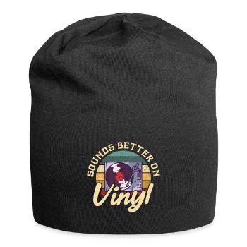 sounds better on vinyl Design for a vinyl sound - Jersey-Beanie - Schwarz - Vorne