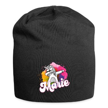 MARIE - Beautiful name with dabbing unicorn - Jersey Beanie - black - Front