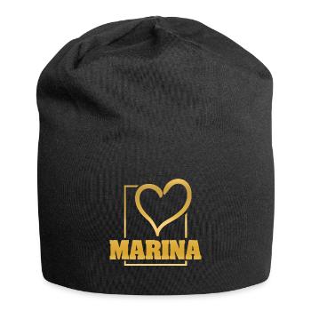 Love für Marina Herz Liebe - Jersey-Beanie - Schwarz - Vorne