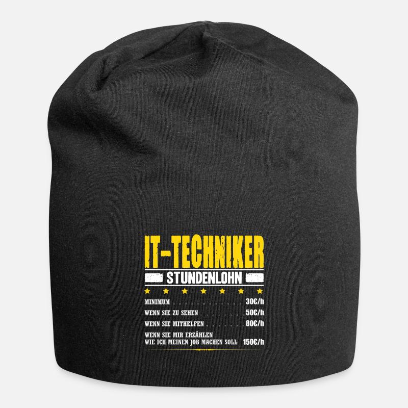 IT-Techniker Stundenlohn Informatiker Gehalt IT - Jersey-Beanie - Schwarz