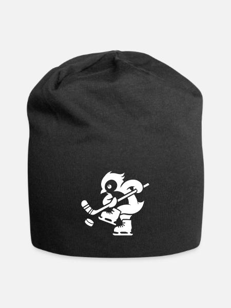 Pinguin Eishockey Minimalistische Spieler - Jersey-Beanie - Schwarz