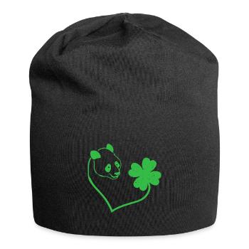 Panda Shamrock Lucky Love Charm - Jersey Beanie - black - Front