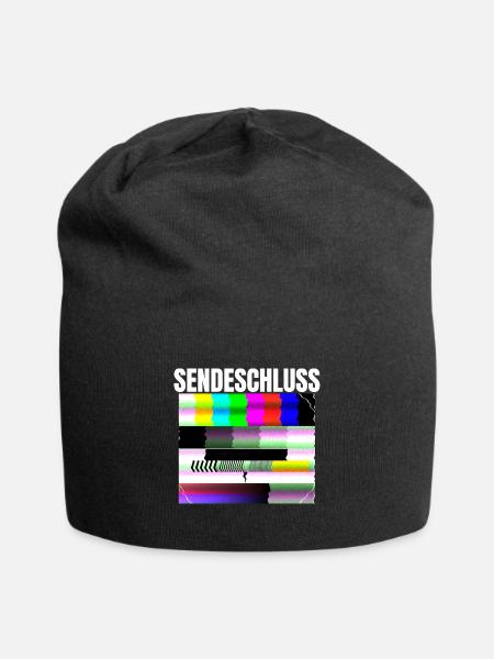 Testbild Röhrenbildschirm Testbild Sendepause 80s - Jersey-Beanie - Schwarz