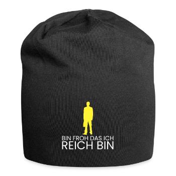 bin froh das ich reich bin - Jersey-Beanie - Schwarz - Vorne