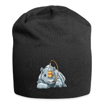 Lustiges Nashorn mit Korn - Jersey-Beanie - Schwarz - Vorne
