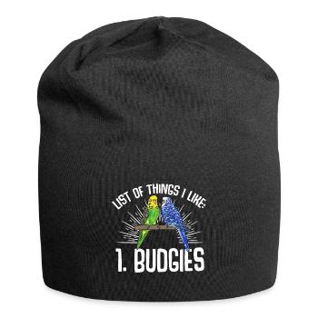 Budgerigar Parakeet Bird Pet Gift - Jersey Beanie - black - Front