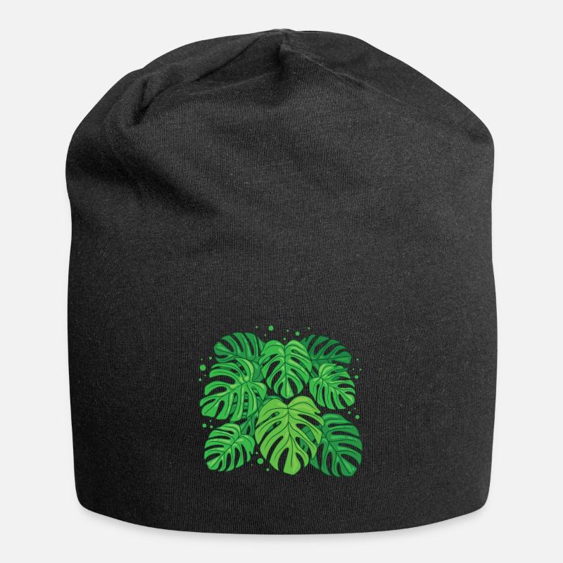 Monstera Deliciosa - Jersey-Beanie - Schwarz
