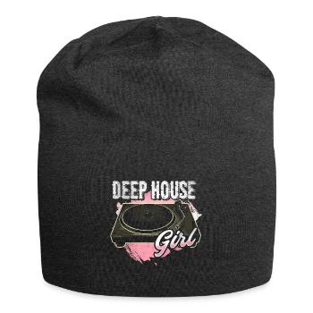 Deep House Music Girl Disc Jockey - Jersey Beanie - charcoal grey - Front