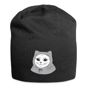 White Main Coon Cat Cat Outfit for - Jersey Beanie - black - Front