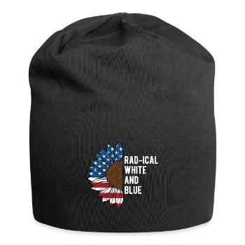 Radical White and Blue 4th of July American Flag - Jersey Beanie - black - Front