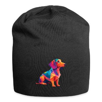 Dackel Hund lustiges Hunde Haustier Hundebesitzer - Jersey-Beanie - Schwarz - Vorne