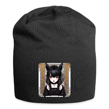 Mystérieuse fille gothique cool - Bonnet en jersey - noir - Devant