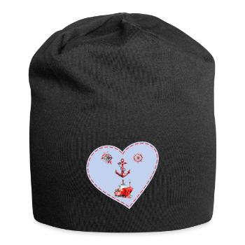 Steuerrad Anker Kompass Schifffahrt Herz - Jersey-Beanie - Schwarz - Vorne