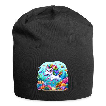 Unterwasserabenteuer Einhorn Korallenriffe - Jersey-Beanie - Schwarz - Vorne