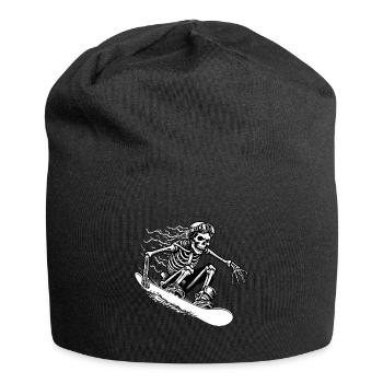 Skeleton Riding Snowboard dans le plaisir du snowboarder sur neige - Bonnet en jersey - noir - Devant