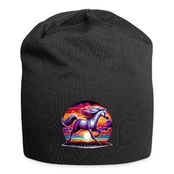 Arabische Pferdekunst - Jersey-Beanie - Schwarz - Vorne