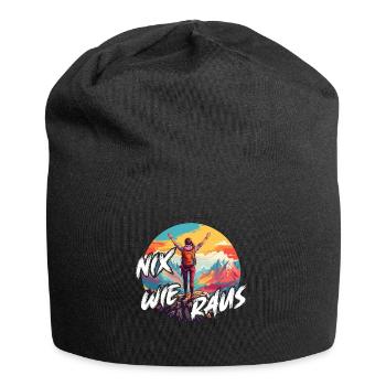 Nix wie raus - perfekt für Outdoor Fans, Wanderer - Jersey-Beanie - Schwarz - Vorne